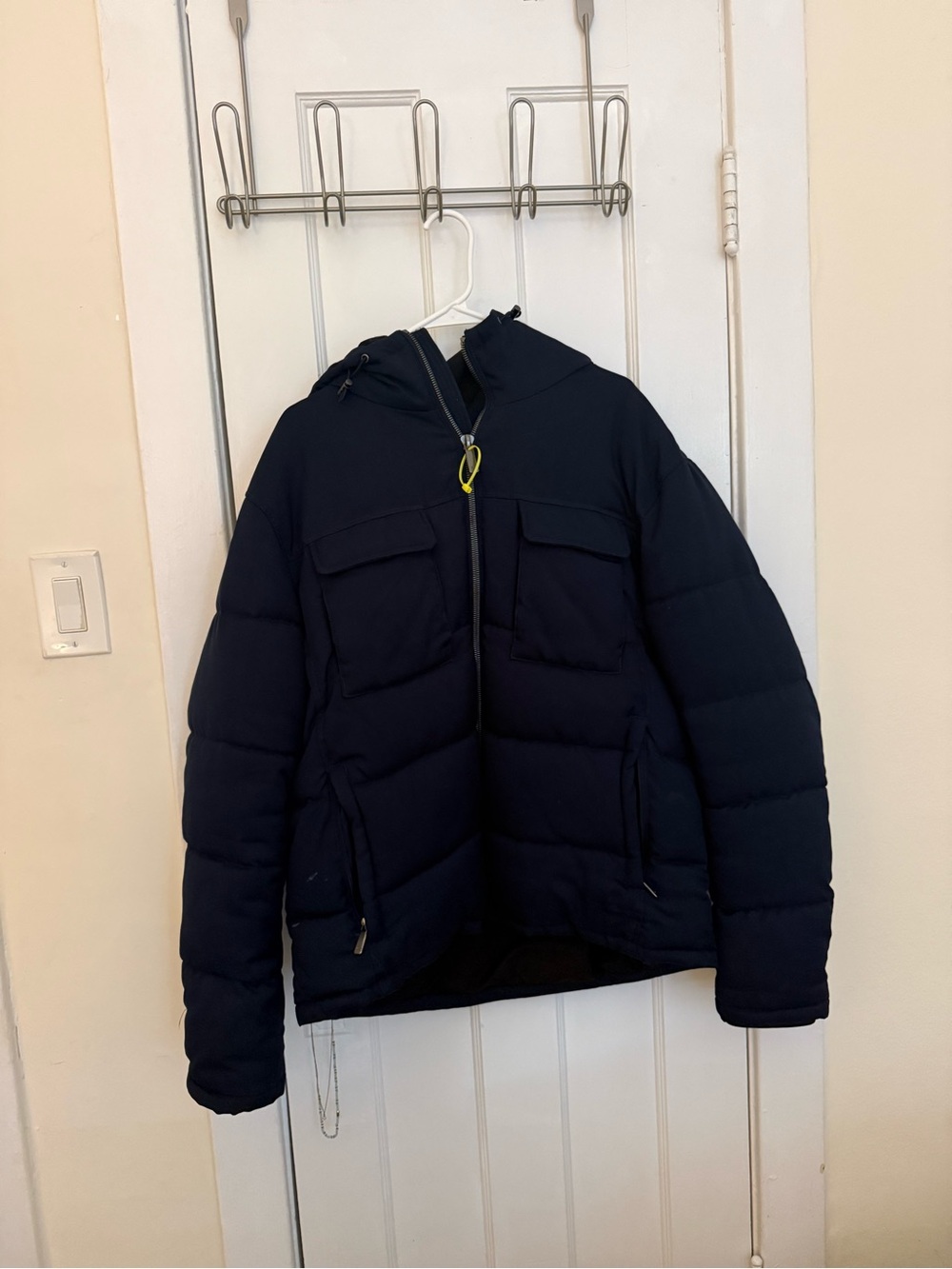 Zara Navy Puffer Jacket with Hood